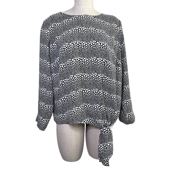 Talbots Womens Side Tie Tunic Top Size 2X 3/4 Sleeve Keyhole Neck‎ Boho Office - Picture 1 of 8